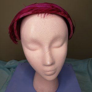 Vintage magenta feather headband